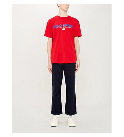 Shop Polo Ralph Lauren Polo Sport-print Cotton-jersey T-shirt In Rl+2000+red