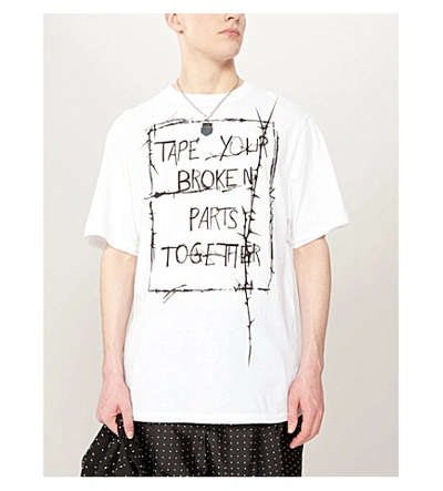 Shop Haider Ackermann Slogan-print Cotton-jersey T-shirt In Ivory