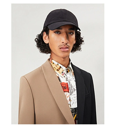 Shop Fendi Bicolour Regular-fit Wool Blazer In Black Camel