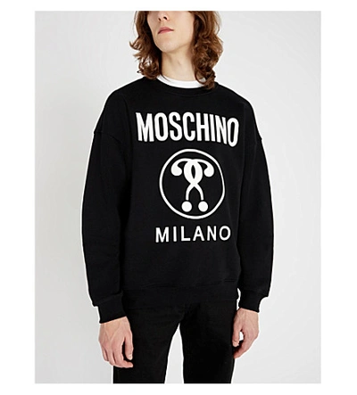Shop Moschino Logo Cotton-jersey Sweatshirt In White