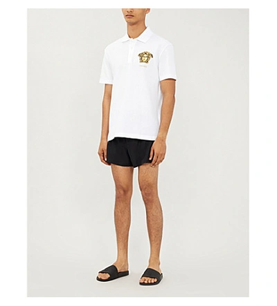 Shop Versace Mens Black Gold Iconic Branded Swim Shorts L