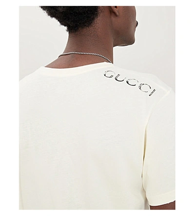 Shop Gucci Logo-print Cotton-jersey T-shirt In Milk Black
