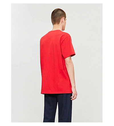 Shop Gucci Logo-embroidered Oversized Cotton-jersey T-shirt In Red