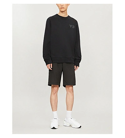 Shop Y-3 Logo-print Cotton-jersey Sweatshirt In Black