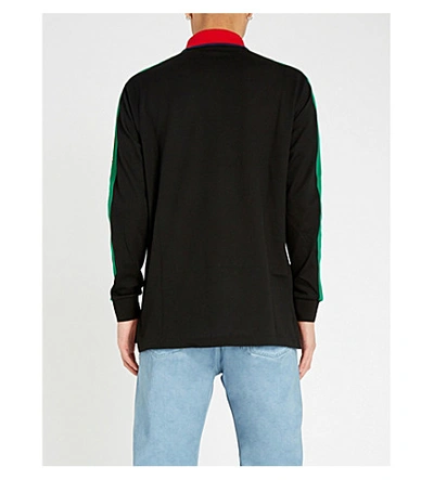 Shop Gucci Logo-print Cotton-piqué Polo Shirt In Black
