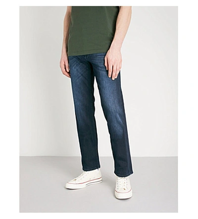 Shop 7 For All Mankind Standard Luxe Performance Straight-leg Jeans In Dark Blue