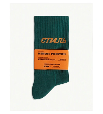 Shop Heron Preston Стиль Cotton Socks In Green