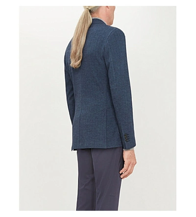 Shop Slowear Herringbone Cotton And Wool-blend Jacket In Blu Medio