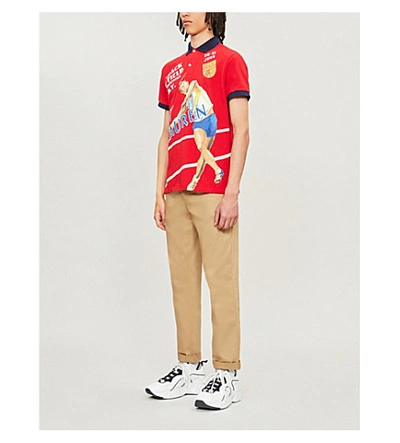 Shop Polo Ralph Lauren Graphic-print Custom Slim-fit Cotton Polo Shirt In Rl 2000 Red Multi