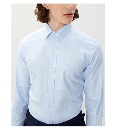 Shop Tom Ford Checked Regular-fit Cotton Shirt In Sky