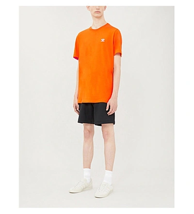 Shop Adidas Originals Logo-print Cotton-jersey T-shirt In Orange