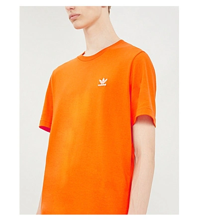 Shop Adidas Originals Logo-print Cotton-jersey T-shirt In Orange