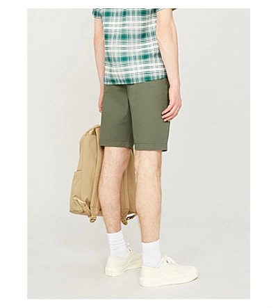 Shop Ted Baker Shorlid Geometric-print Stretch-cotton Shorts In Khaki