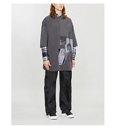 Shop Juunj N'synthetic Oversized Cotton T-shirt In Ash