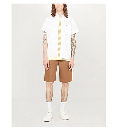 Shop Tommy Hilfiger Logo-embroidered Slim-fit Cotton-poplin Shirt In Bright White