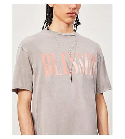 Shop Alchemist Blessed-print Cotton-jersey T-shirt In Vintage Khaki