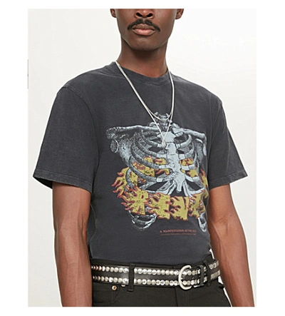 Shop The Kooples Ribcage Print Cotton-jersey T-shirt In Bla55