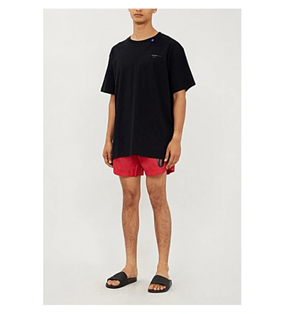 Shop Off-white Graphic-print Swim Shorts In Red