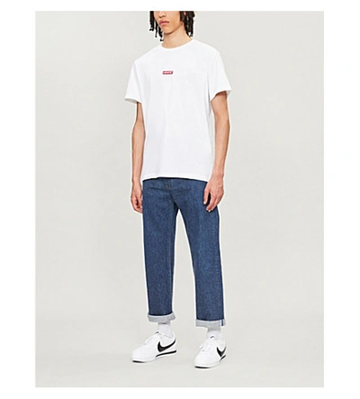 Shop Levi's Oversized Logo-print Cotton-jersey T-shirt In White Crimson Embroidery