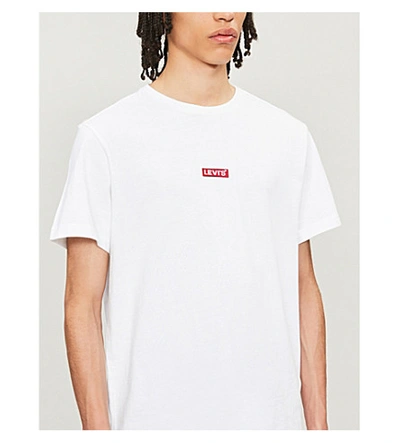 Shop Levi's Oversized Logo-print Cotton-jersey T-shirt In White Crimson Embroidery