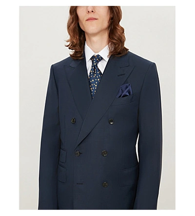 Shop Tom Ford Double-breasted Shelton-fit Wool Suit In Navy
