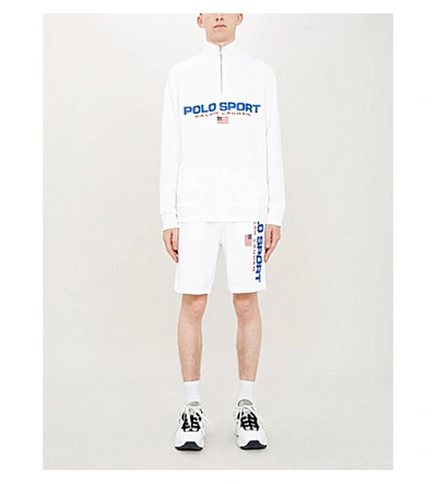Shop Polo Ralph Lauren Polo Sport-print Cotton-blend Jersey Sweatshirt In White