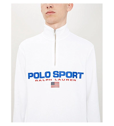 Shop Polo Ralph Lauren Polo Sport-print Cotton-blend Jersey Sweatshirt In White