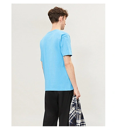 Shop Kenzo Tiger-embroidered Cotton-jersey T-shirt In Cyan
