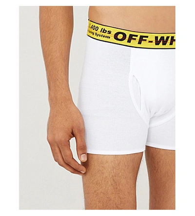 Shop Off-white Logo-print Regular-fit Stretch-cotton Boxers In White Yellow