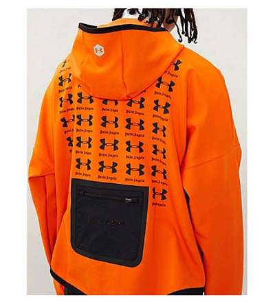 Shop Palm Angels Logo-print Stretch-jersey Hoody In Orange Black