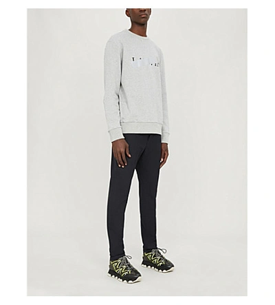 Shop Lanvin Logo-print Cotton-jersey Sweatshirt In Grey