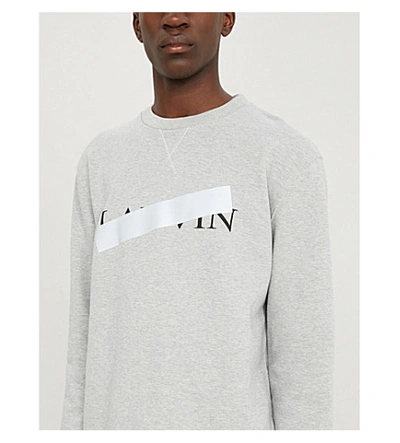 Shop Lanvin Logo-print Cotton-jersey Sweatshirt In Grey