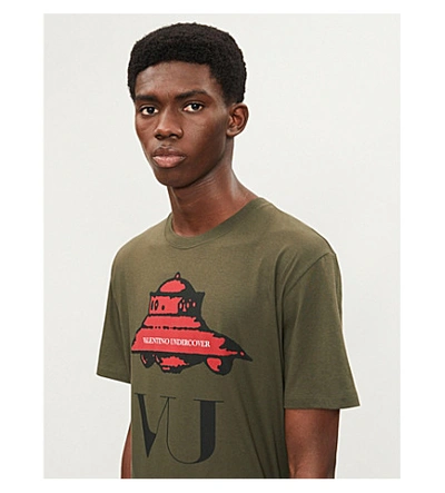 Shop Valentino X Undercover Graphic-print Cotton-jersey T-shirt In Green