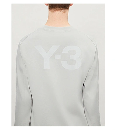 Shop Y-3 Logo-back Cotton-jersey Sweatshirt In Grey