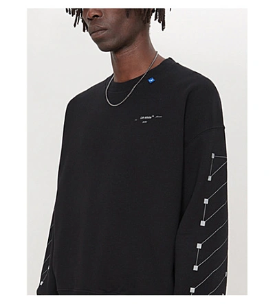 Shop Off-white Graphic-print Crewneck Cotton-jersey Sweatshirt In Black Silver