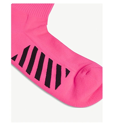 Shop Off-white Mens Pink Embroidered Planet Ankle Socks