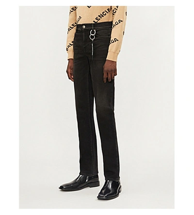 Shop Balenciaga Faded Straight Jeans In Black Rust Wash