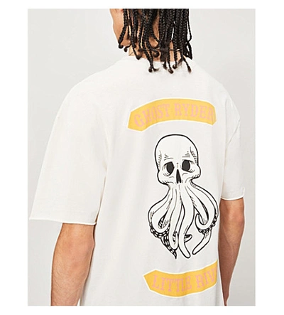 Shop Alchemist Skull-back Cotton-jersey T-shirt In Cream