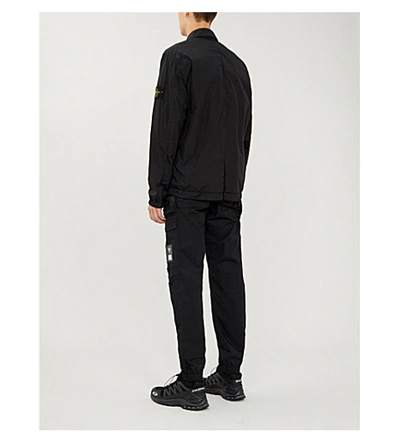 Shop Stone Island Logo-patch Shell Overshirt In Black