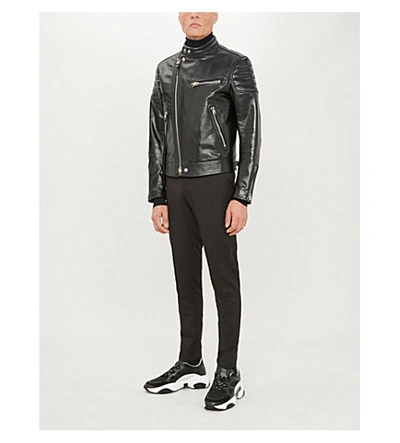 Shop Tom Ford Zip-up Leather Biker Jacket In Black
