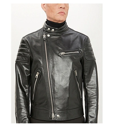 Shop Tom Ford Zip-up Leather Biker Jacket In Black