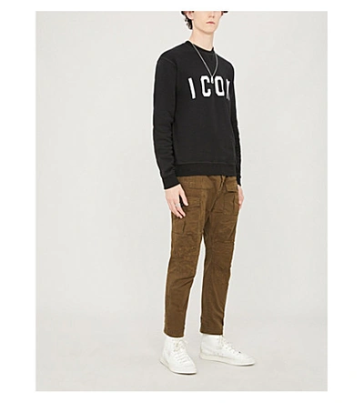 Shop Dsquared2 Icon Cotton-jersey Sweatshirt In Black White