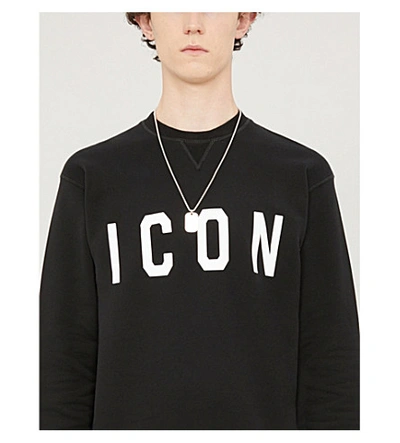 Shop Dsquared2 Icon Cotton-jersey Sweatshirt In Black White