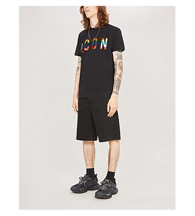 Shop Dsquared2 Icon Cotton-jersey T-shirt In Black