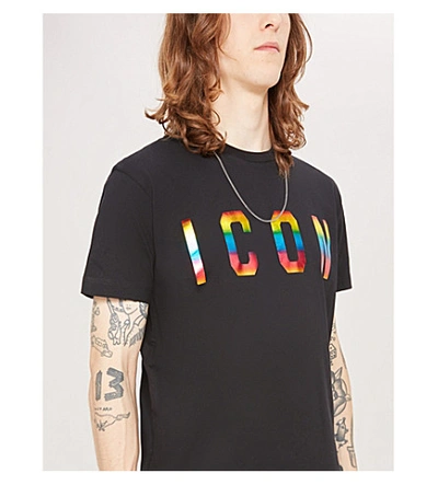 Shop Dsquared2 Icon Cotton-jersey T-shirt In Black