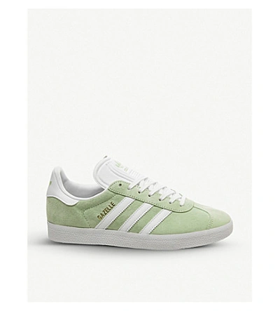 Shop Adidas Originals Gazelle Suede Trainers In Glow Green White