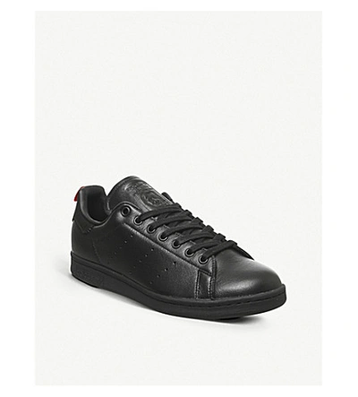 Shop Adidas Originals Stan Smith Leather Trainers In Core Black White