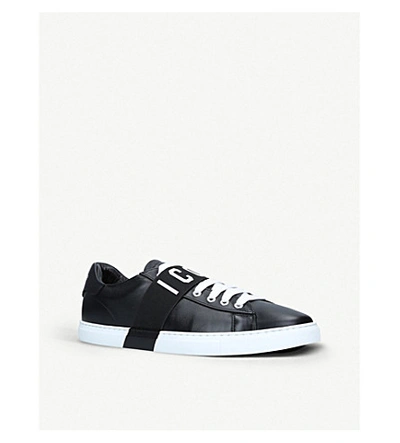 Shop Dsquared2 Icon Leather Trainers In Black