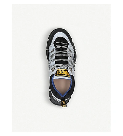Shop Gucci Flashtrek Leather, Suede And Canvas Trainers In Grey/other