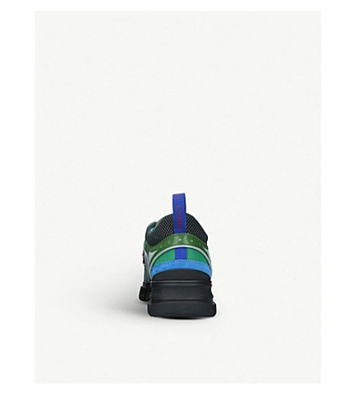 Shop Gucci Flashtrek Leather In Green Comb